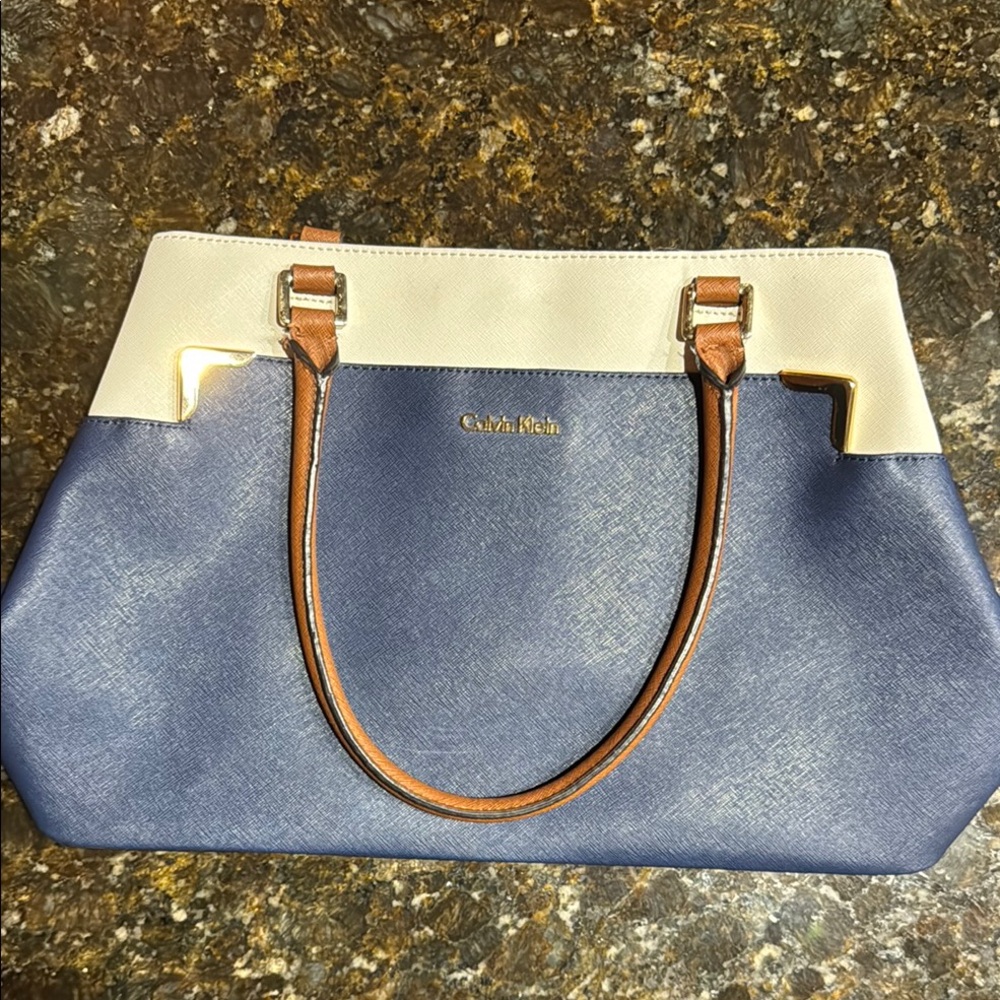Calvin Klein Blue and Cream Women's Bag